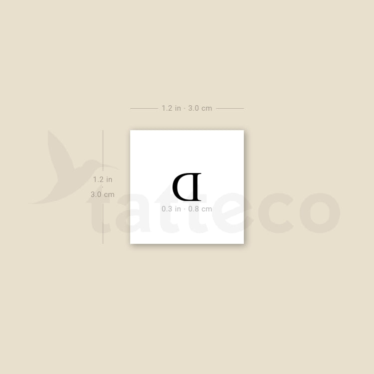 D Serif Capital Letter Temporary Tattoo - Set of 3
