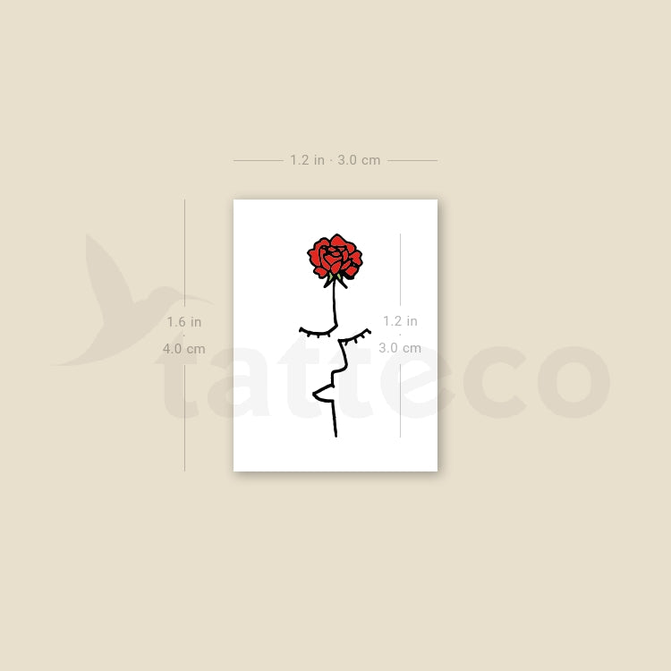 Red Rose Face Temporary Tattoo by Tukoi - Set of 3