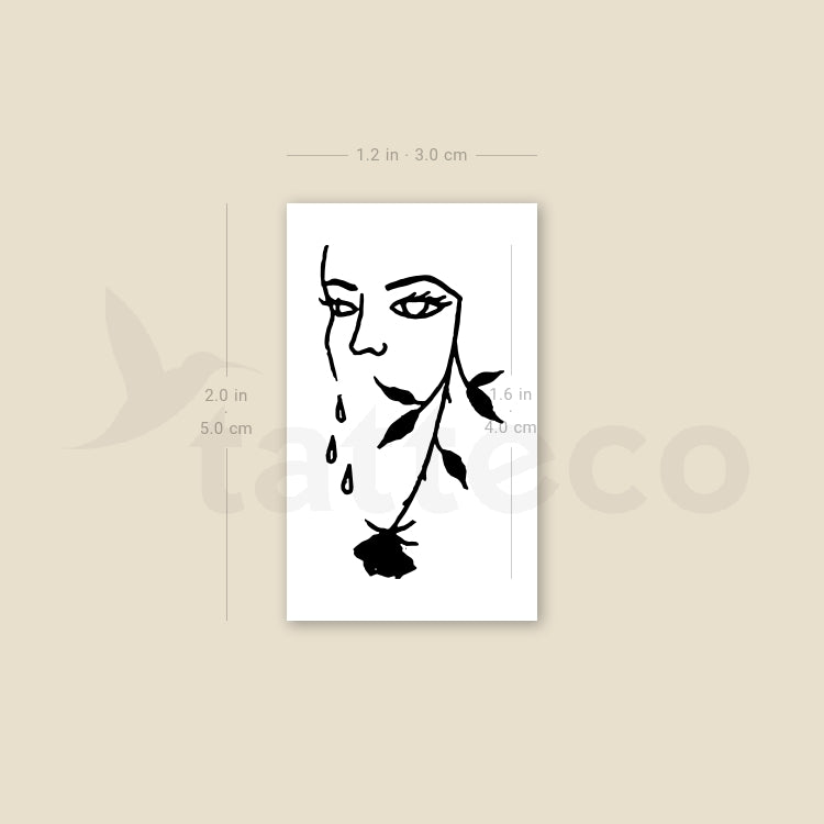Tatuaje temporal de rosa llorando de Tukoi (juego de 3)