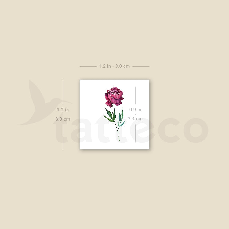 Small Pink Peony Temporary Tattoo by Lena