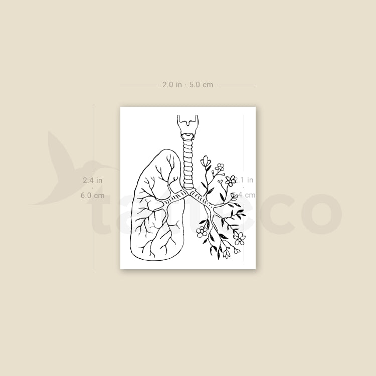 Floral Lungs Temporary Tattoo - Set of 3
