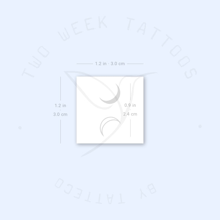 Small Crescent Couple Semi-Permanent Tattoo - Set of 2