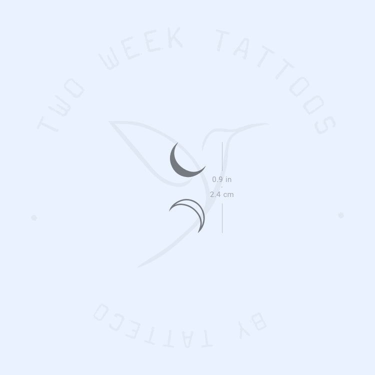 Small Crescent Couple Semi-Permanent Tattoo - Set of 2