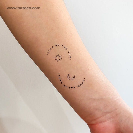Tatuaje temporal "Vive al sol, ama a la luna" (juego de 3)