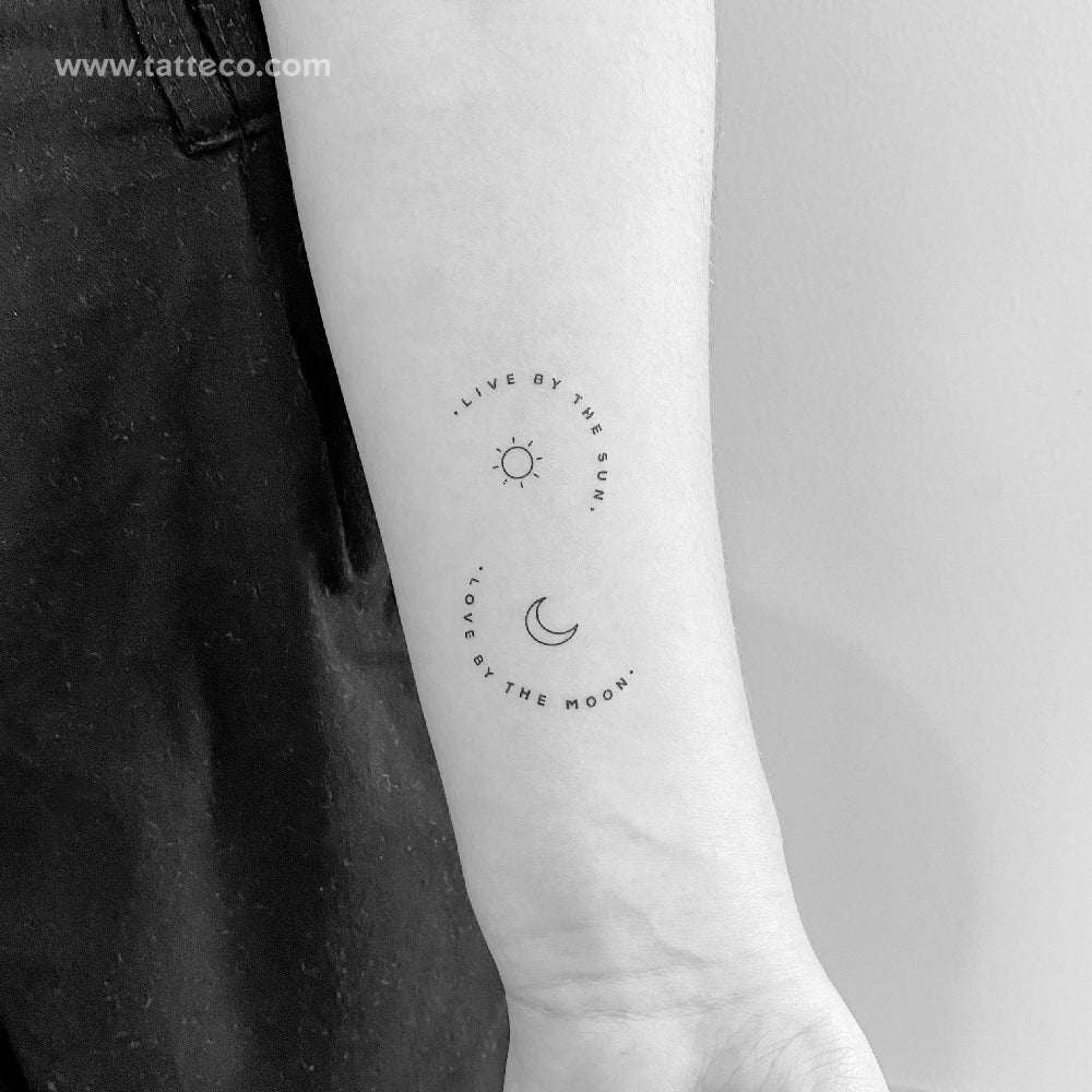 Live By The Sun Love By The Moon Temporary Tattoo - Set of 3