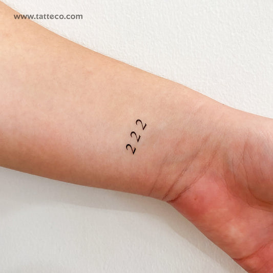 Small 222 Angel Number Temporary Tattoo - Set of 3