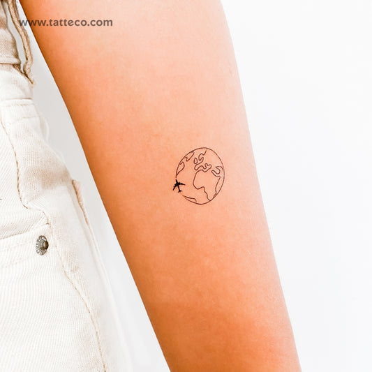 Tatuaje temporal de viajero mundial - Juego de 3