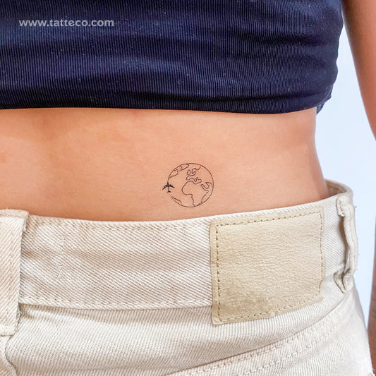 Tatuaje temporal de viajero mundial - Juego de 3