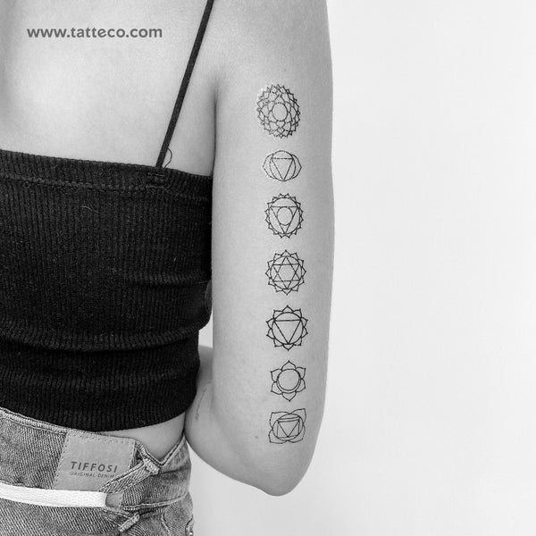 Chakras Temporary Tattoo - Set of 3