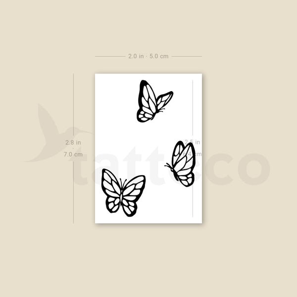 Three Butterflies Temporary Tattoo - Set of 3