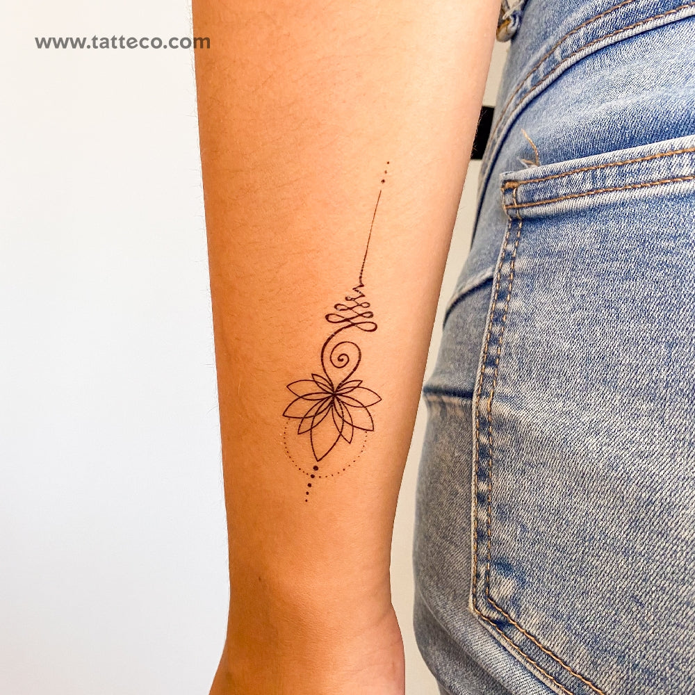 Tatuaje temporal de loto Unalome - Juego de 3