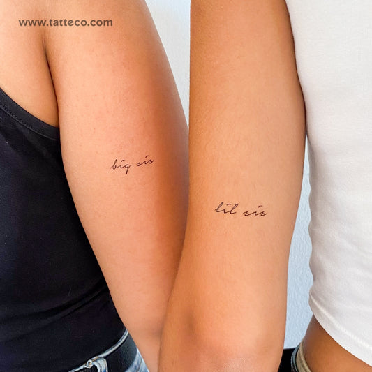 Tatuajes temporales a juego para hermana mayor y hermana menor (juego de 3 y 3)