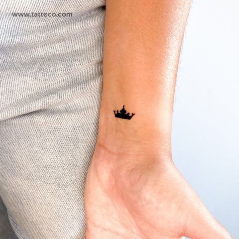 Small Black Crown Temporary Tattoo - Set of 3
