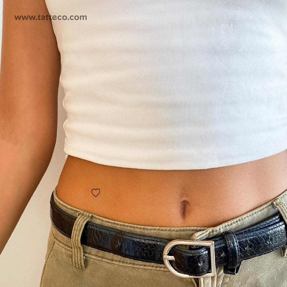 Small Minimalist Heart Outline Temporary Tattoo - Set of 3