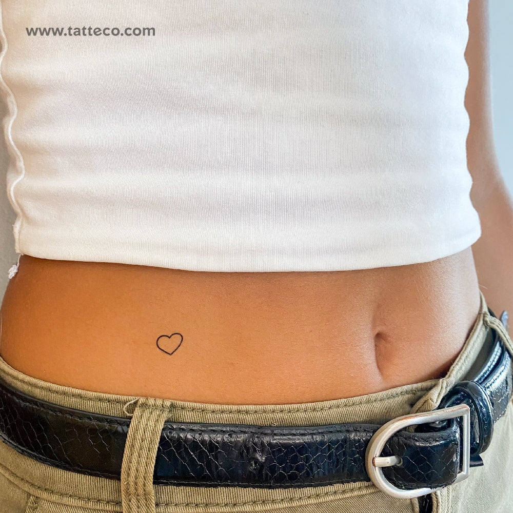 Small Minimalist Heart Outline Temporary Tattoo - Set of 3