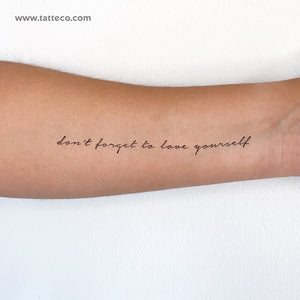 Don't Forget To Love Yourself Temporary Tattoo - Set of 3