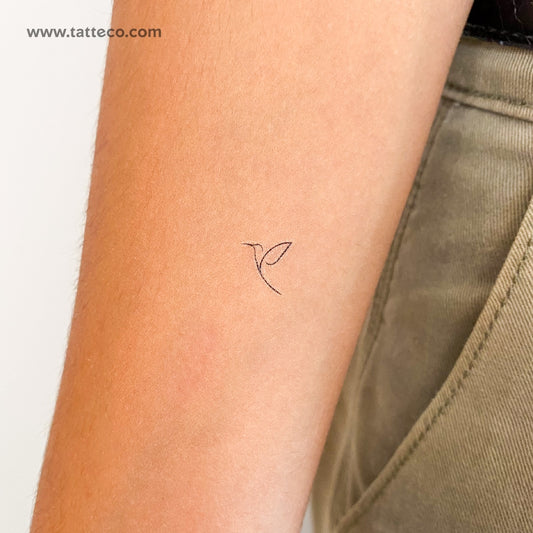 Tatuaje temporal de colibrí de línea fina pequeña (juego de 3)