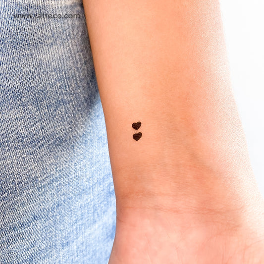 Tatuaje temporal de pareja de corazones negros pequeños - Juego de 3