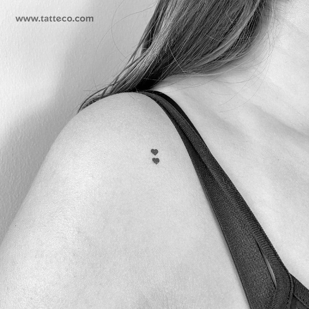 Tiny Black Heart Couple Temporary Tattoo - Set of 3