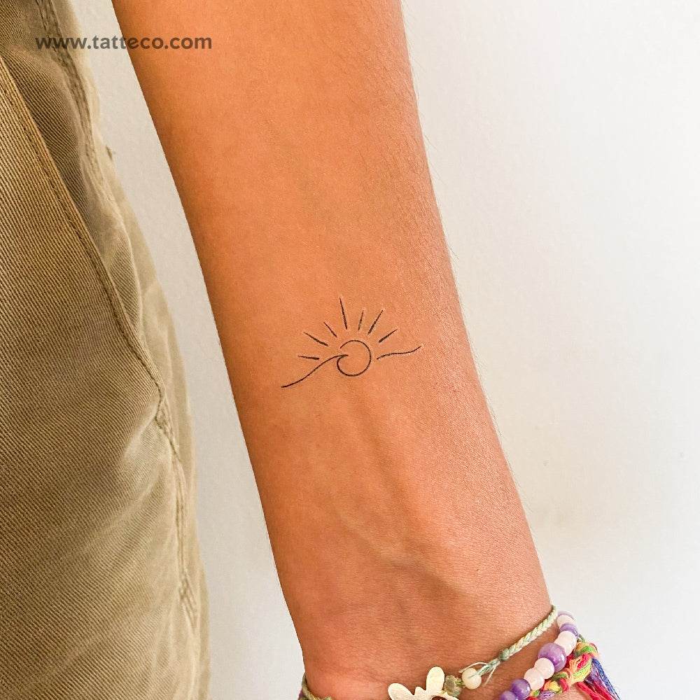 Wave Sunset Temporary Tattoo - Set of 3