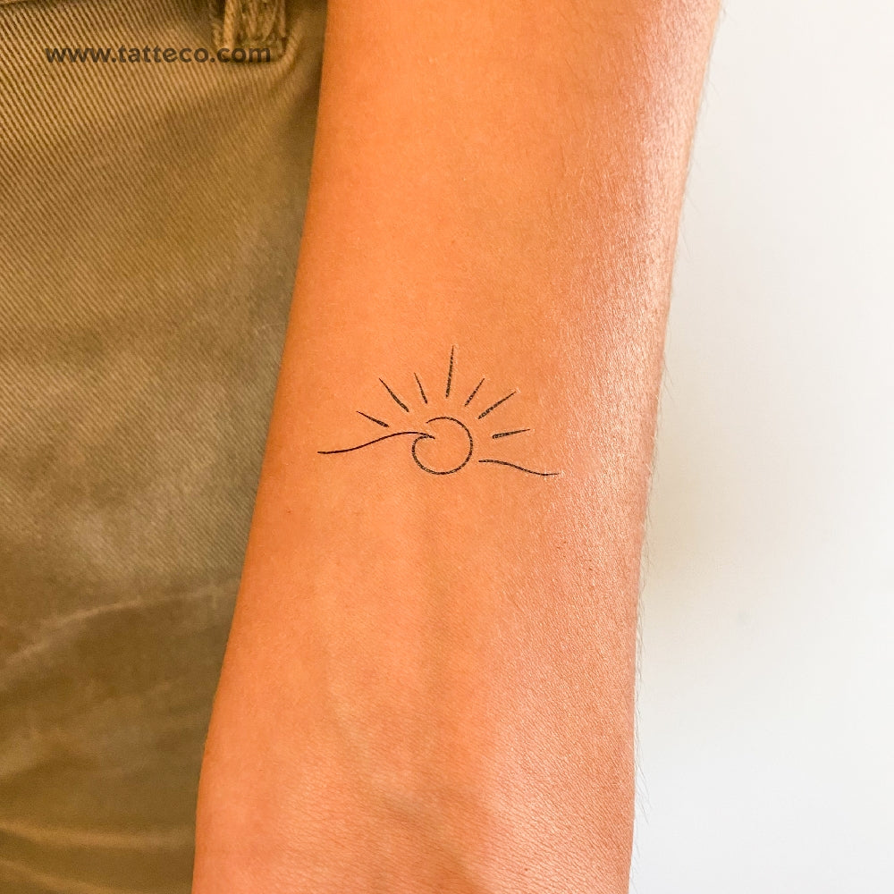 Wave Sunset Temporary Tattoo - Set of 3