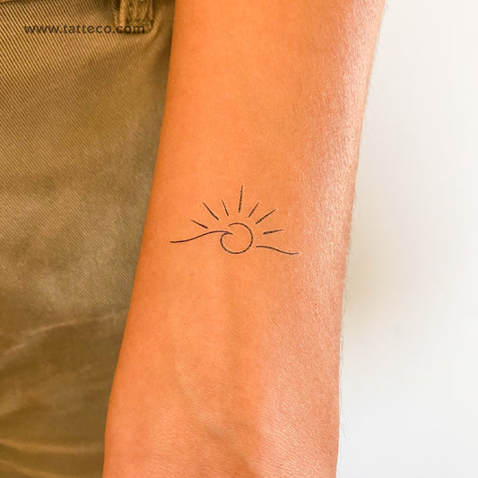 Tatuaje temporal de olas y atardecer - Juego de 3