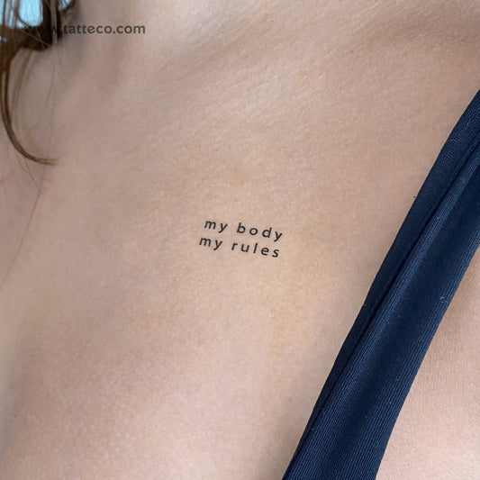 Tatuaje temporal "Mi cuerpo, mis reglas" - Juego de 3