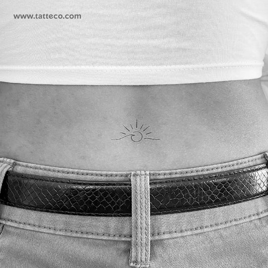 Tatuaje temporal de olas y atardecer - Juego de 3