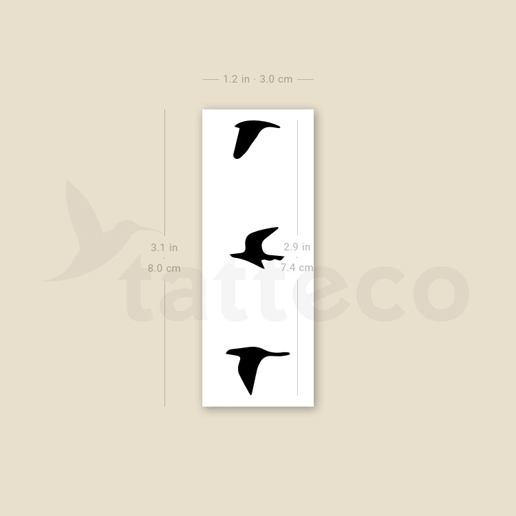 Flying Birds Temporary Tattoo - Set of 3