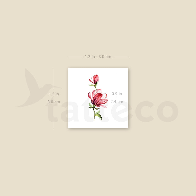 Small Magnolia Temporary Tattoo - Set of 3