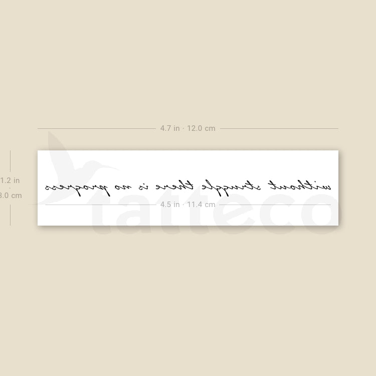 Fine Line Without Struggle There Is No Progress Temporary Tattoo - Set of 3