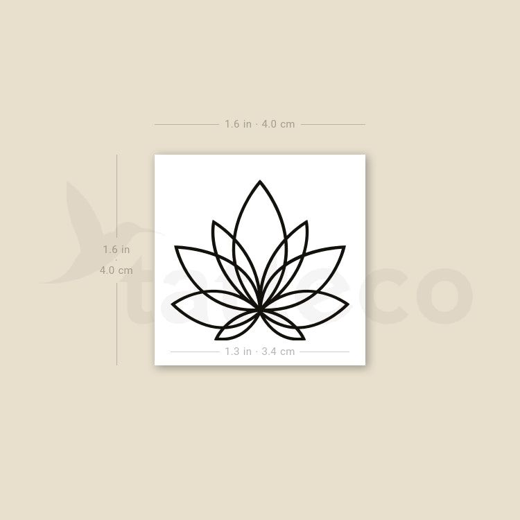 Tatuaje temporal de flor de loto de línea fina (juego de 3)