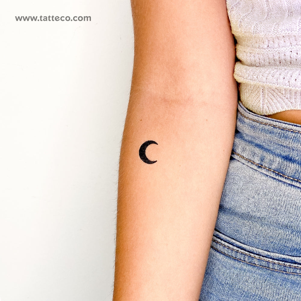 Black Crescent Moon Temporary Tattoo - Set of 3
