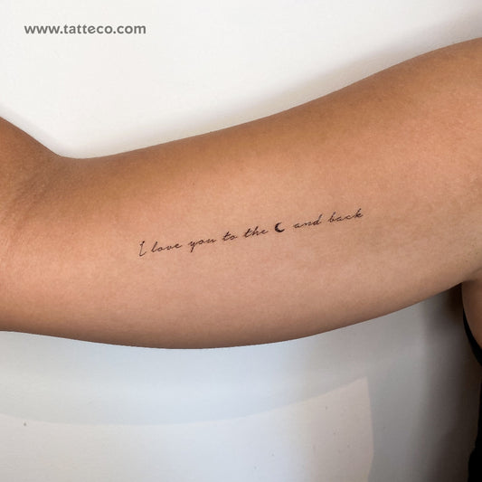 Tatuaje temporal "Te amo hasta la luna y más allá" - Juego de 3