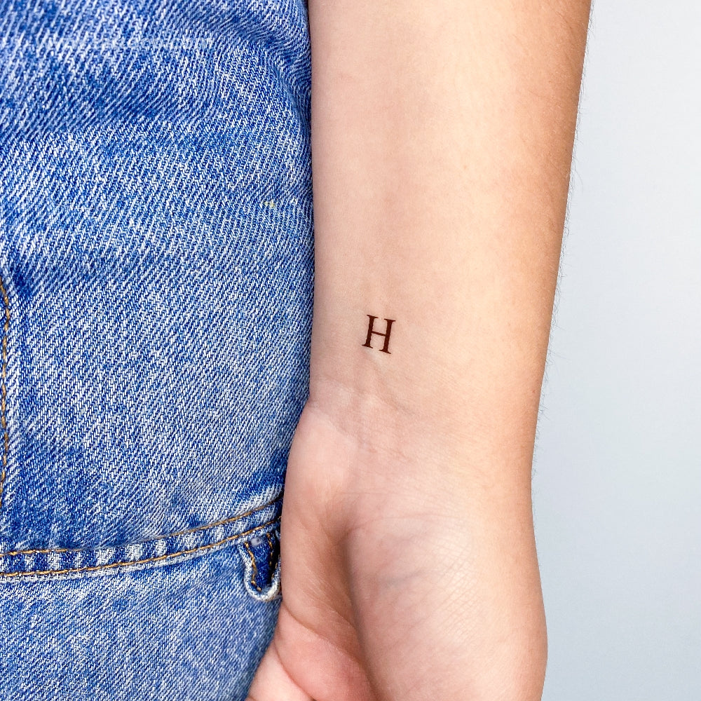 H Serif Capital Letter Temporary Tattoo - Set of 3