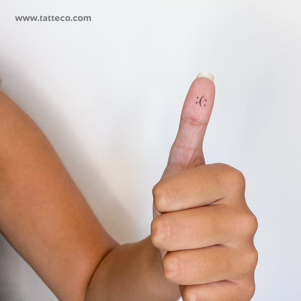 Minimalist Happy and Sad Smiley Temporary Tattoo - Set of 3