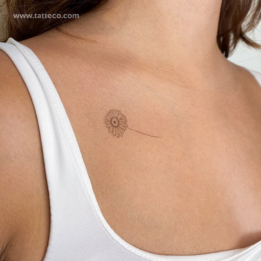 Tatuaje temporal de margarita de línea fina - Juego de 3