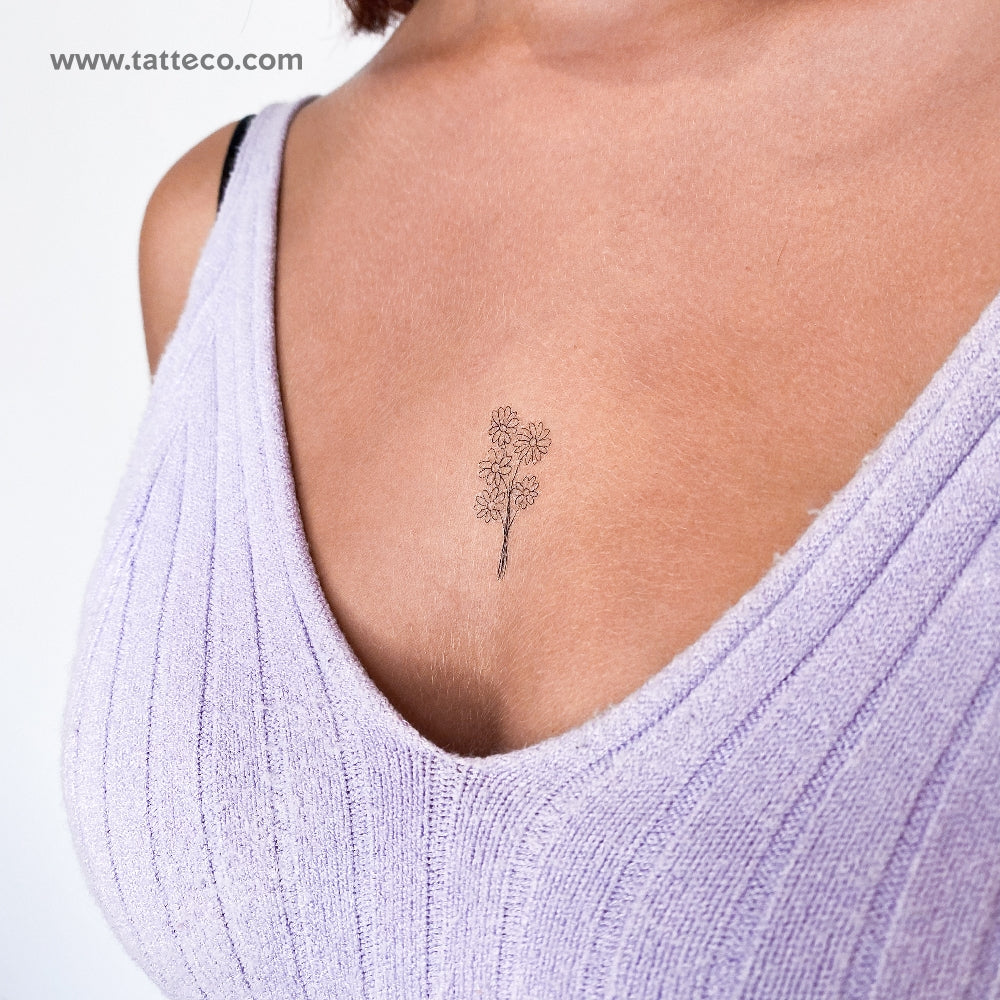 Daisy Bouquet Temporary Tattoo - Set of 3