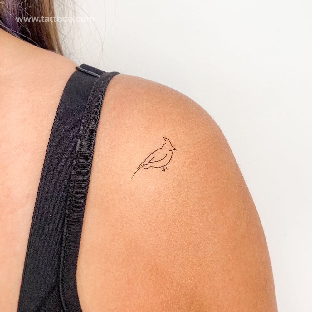Fine Line Cardinal Temporary Tattoo - Set of 3