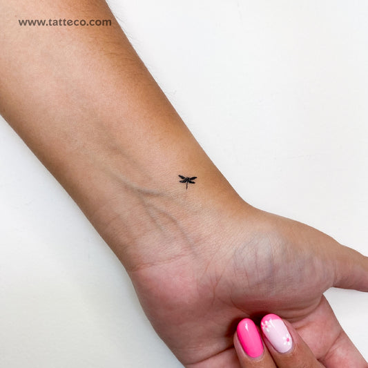 Tatuaje temporal de libélula negra diminuta (juego de 3)