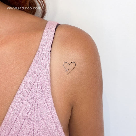 Tatuaje temporal de corazón y latido - Juego de 3