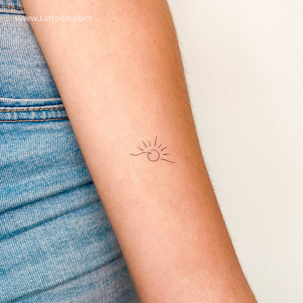 Small Wave Sunset Temporary Tattoo - Set of 3