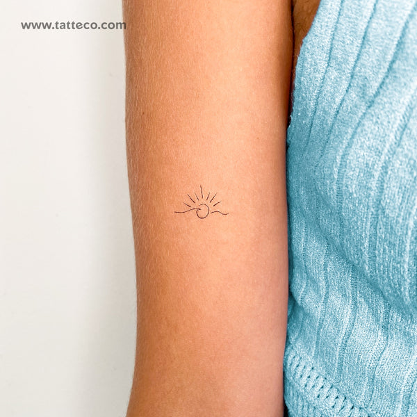 Small Wave Sunset Temporary Tattoo - Set of 3