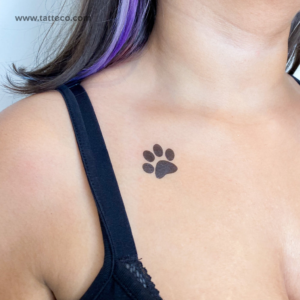 Tatuaje temporal de huella de pata de perro - Juego de 3
