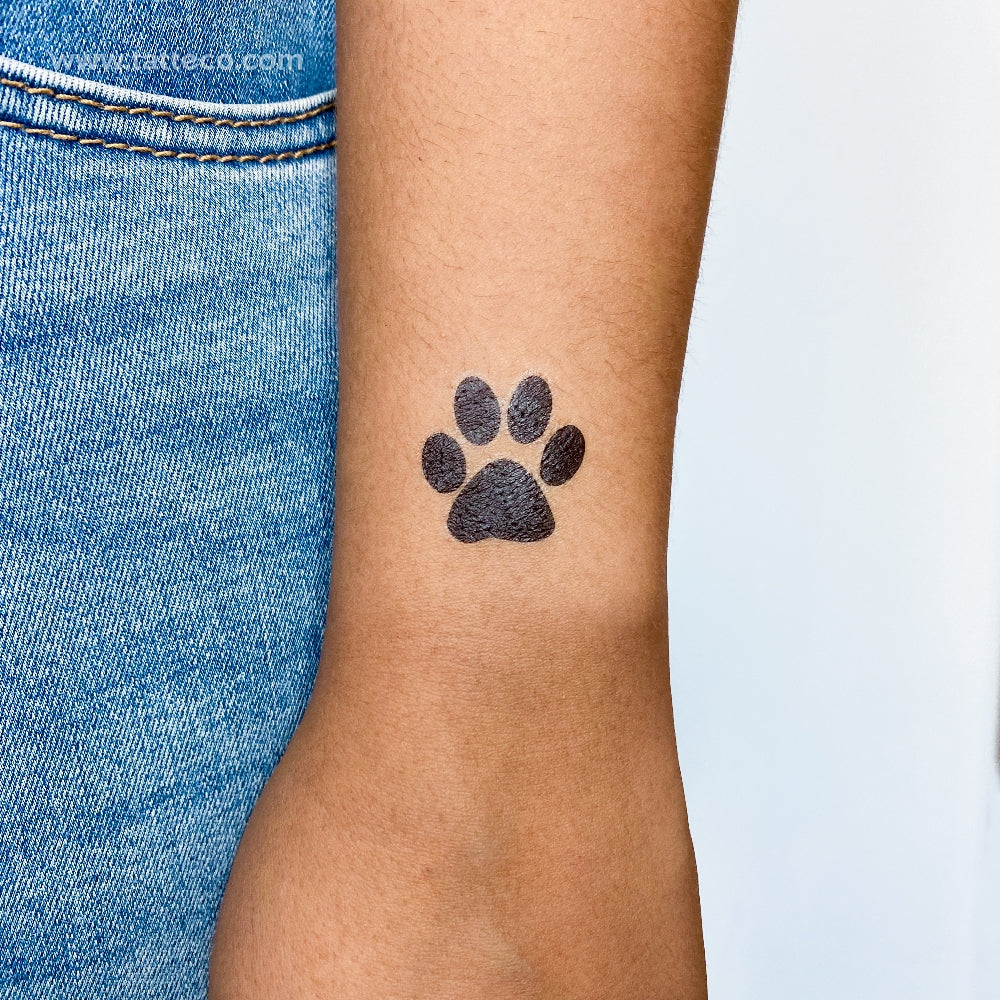 Tatuaje temporal de huella de pata de perro - Juego de 3