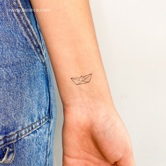 Tatuaje temporal de barco de papel - Juego de 3