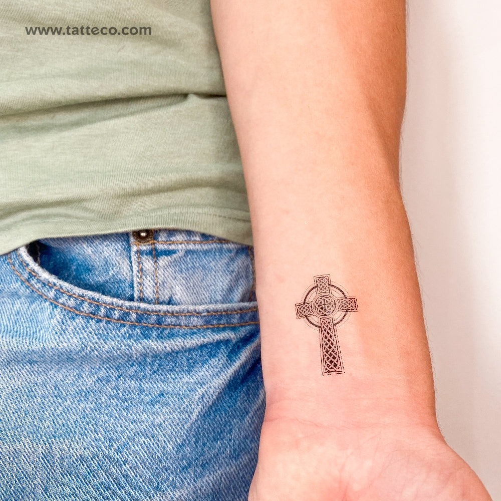Ornamental Celtic Cross Temporary Tattoo - Set of 3