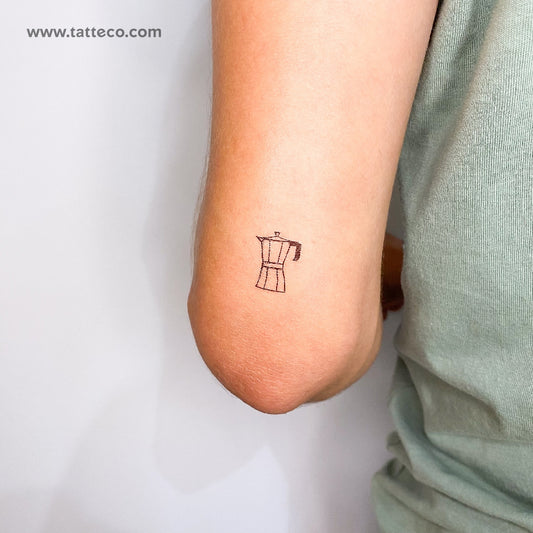 Tatuaje temporal de cafetera moka - Juego de 3