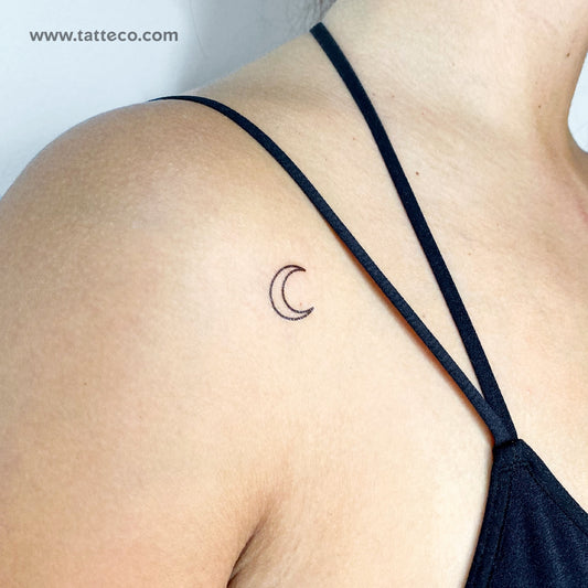 Tatuaje temporal de contorno de luna creciente (juego de 3)