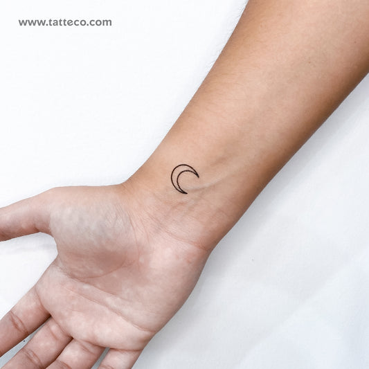 Tatuaje temporal de contorno de luna creciente (juego de 3)